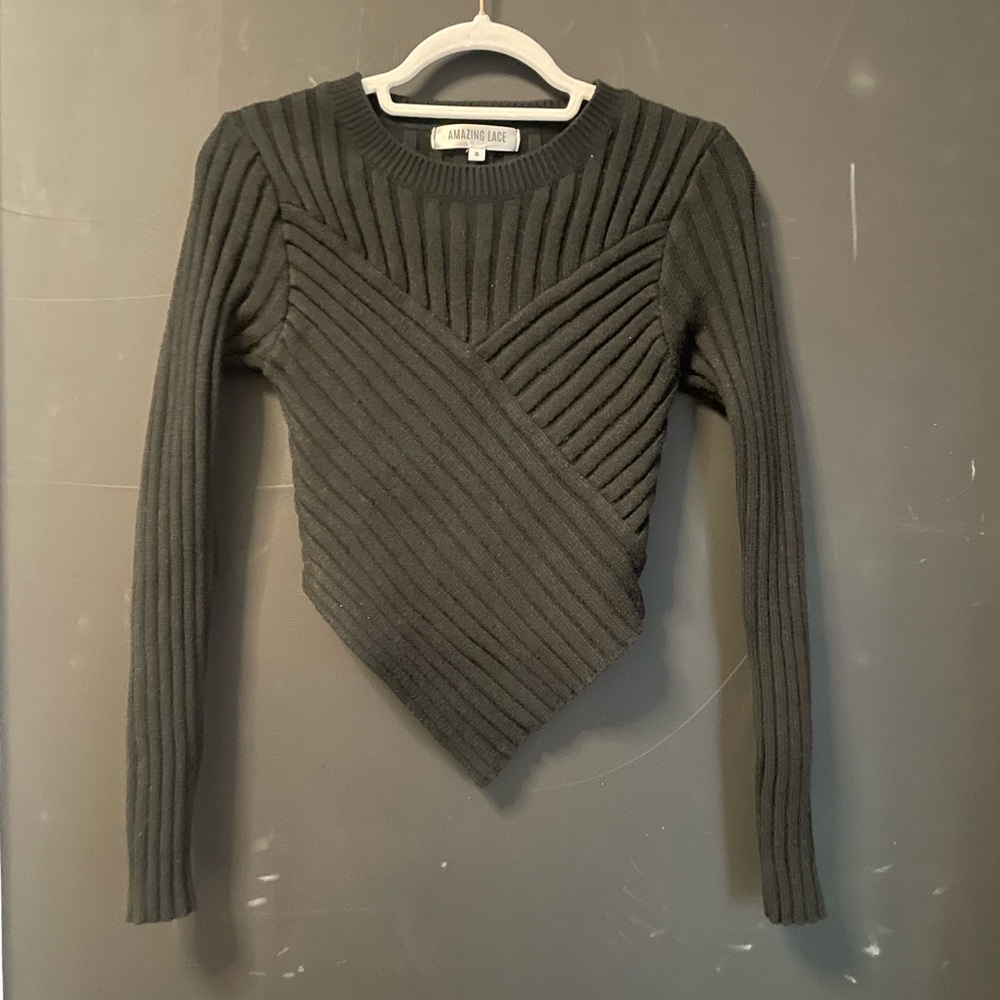 Amazing Lace Black Asymmetrical Sweater